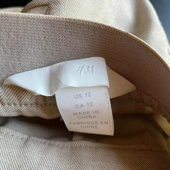 H&M Dress Pants Women's Sz 12 High-Rise Side Zip Mid Rise Straight Khaki Brown - Picture 7 of 7